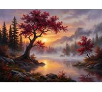Puzzle 2000 pezzi per Adulti Lago dell'Albero Nebbioso, 100x70cm Puzzle Impossibile e Difficili, Puzzles Decorativo per Soggiorno e Camera, Idea Regalo per Amanti dei Puzzle