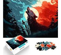 puzzle 2000 pezzi per adulti Lupi gemelli che ululano la notte Allena il tuo cervello e le tue mani è ideale come regalo per tutta la famiglia 70x100cm