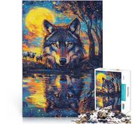 Puzzle 2000 pezzi per adulti Lupo al chiaro di luna Fatto di cartone Adatto a persone dai 14 anni in su Giochi rilassanti Migliorare l'amore tra le coppie misurare:70x100cm