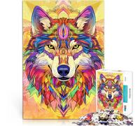 Puzzle 2000 pezzi per adulti Lupo al neon Fatto di carta,Adatto a partire dai 14 anni Rompicapo con poster e foglio del quiz abbinati。misurare:70x100cm/27.5x39.3pollice