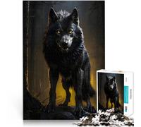 puzzle 2000 pezzi per adulti Lupo Nero Occhi Gialli Difficile da completare ma divertente e umoristico Migliorare l'amore tra le coppie 70x100cm