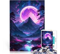 puzzle 2000 pezzi per adulti montagne giapponesi illuminate dalla luna Rompicapo con pezzi completamente interconnessi di forma casuale 70x100cm