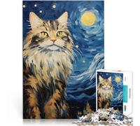 puzzle 2000 pezzi per adulti Notte stellata del Maine Coon Allena il tuo cervello e le tue mani Adatto per la decorazione del desktop 70x100cm