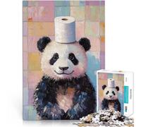 puzzle 2000 pezzi per adulti Panda con cappello di carta igienica Difficile Duro con pezzi completamente interconnessi di forma casuale 70x100cm