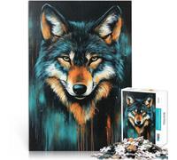 puzzle 2000 pezzi per adulti Ritratto di lupo dipinto Difficile da completare ma divertente e umoristico Migliorare la memoria 70x100cm