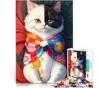 puzzle 2000 pezzi per adulti simpatico gatto in stile giapponese Rompicapo per Decorazione murale Regali unici per compleanno e Natale 70x100cm