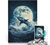 puzzle 2000 pezzi per adulti Squalo nella Luna per il giocattolo di sfida del gioco educativo Collezione di artisti, Belle arti 70x100cm