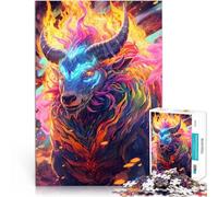 puzzle 2000 pezzi per adulti Toro Fiamma Arcobaleno Difficile da completare ma divertente e umoristico Gioco educativo per compleanno e Natale 70x100cm