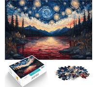 puzzle 2000 pezzi per adulti Tramonto sul lago stellato Giocattolo educativo antistress con pezzi completamente interconnessi di forma casuale 70x100cm