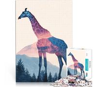 puzzle 2000 pezzi per adulti Tramonto sulla montagna della giraffa Gara di velocità delle mani con poster abbinato e foglio di quiz 70x100cm