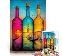 puzzle 2000 pezzi per adulti Venezia in bottiglia Difficile da completare ma divertente e umoristico con poster abbinato e foglio di quiz 70x100cm