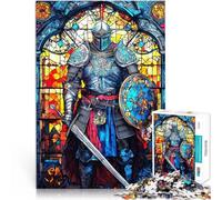 puzzle 2000 pezzi per adulti Vetrata raffigurante un guerriero paladino Gioco a quiz con pezzi completamente interconnessi di forma casuale 70x100cm