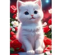 Puzzle 2000 pezzi, Rose Rosse Fiore Gatto Puzzle Classici per Adulti, Giocattoli di Gioco Impegnativi, puzzle Impossibile, Puzzles per Gioco Familiare, Regalo per Amore e Amico 100 x 70 cm