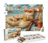 Puzzle 2000 Pezzi spiaggia gatto, Puzzle 2000 Pièces Challenge Impossible, Puzzles 99.5x70.5 cm Taglia Grande Adulti, Giochi Educativo per Famiglie, Regalo Puzzles Classici, Decorazioni Casa W3H-222
