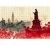 Puzzle 2000 Pezzi Statua Della Libertà Puzzle 2000 Pezzi Legno per Adulti Città, Splendidamente Confezionato in Una Scatola di Cartone, Borsa Rete Portabilità per Regalo Donna 70x100 CM RXPT-393