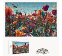 Puzzle 2000 Pezzi - Tulipano & Farfalla - Puzzle in Legno Durevole con Lettere sul Retro - 70 x 100 cm - Hobby Creativo Senza Polvere - Articolo per Collezionisti e 14 Anni in Su P3#160