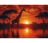 Puzzle 2000 Pieces Giraffa al tramonto Gioco Educativo Intellettuale Migliora La Concentrazione E Creatività, Puzzle Adulti E Ragazzi Da 14 Anni Compact Box Con Poster Incluso Idea Regalo Donna E-9