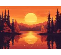 Puzzle 2000 Pieces Tramonto panoramico Gioco Educativo Intellettuale Migliora La Concentrazione E Creatività, Puzzle Adulti E Ragazzi Da 14 Anni Compact Box Con Poster Incluso Idea Regalo Donna T-0
