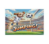 Puzzle 2026 a forma di cane Cavachon per adulti, 1000 pezzi, puzzle stampati in legno con immagine di cucciolo che salta l'intestazione, decorazioni sportive per feste di intrattenimento