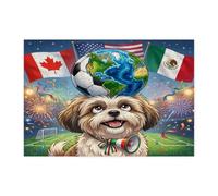 Puzzle 2026 a forma di cane Shih Tzu per adulti, 300 pezzi, puzzle stampati in legno per festeggiare il giorno della partita, puzzle stampati in legno, decorazione con motivo sportivo per
