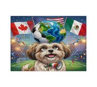 Puzzle 2026 a forma di cane Shih Tzu per adulti, 500 pezzi, puzzle stampati in legno per festeggiare il giorno della partita, puzzle in legno, motivo sportivo per l'intrattenimento domestico
