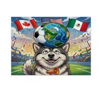 Puzzle 2026 Calcio Alaskans Malamute Cane per Adulti 500 Pezzi, Match Day Celebrare Cucciolo Puzzle in Legno Stampati, Sport Modello Decorazione per Home Entertainment