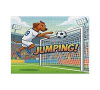 Puzzle 2026 con cane Rhodesian Ridgeback per adulti, 500 pezzi, puzzle in legno stampato con cucciolo che salta intestazione, decorazioni con motivo sportivo per feste di intrattenimento