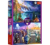 Trefl Puzzle 2in1: Un Giro di America-2 x 500 Pezzi-Set di Due Rompicapi, DIY, Passatempo Creativo, per Adulti e Bambini dai 10 anni, Colore mulitcolor, large, 37500
