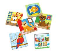 Puzzle 3 Anni Legno - 5 Pack Puzzle da 9 Pezzi per Bambini Animali Educativi Sviluppo Cognitivo Motricità Fine Puzzle 4 Anni 5 Anni Imparare Precoce Giocattolo Per Bambini (Animali Domestici)