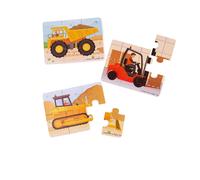 Puzzle 3-in-1 mezzi da costruzione di Bigjigs Toys
