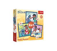 Trefl Lilo, Time with Stitch 3 in 1, 3 puzzle, da 20 a 50 pezzi-Vari livelli di difficoltà, intrattenimento per bambini dai 3 anni in su, Multicolore, 34896