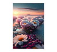 Puzzle 30 Pezzi, Fiori Forma Cuore Sulla Spiaggia Puzzles, Puzzle Impossibile Gioco Logici Sfida Difficile Puzzles 30 Pezzi per Adulti