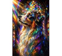 Puzzle 30 Pezzi, Puzzle per Adulti Cane Vetrata 25x20 cm, Impossibile Difficile Puzzles Impegnativo Come Regalo e Decorazione per Pareti