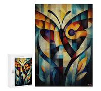 Puzzle 300 PCS Abstract Butterfly Art - Geometric Nature Design in Bold Colors Puzzle Per Adolescenti Giochi Rilassanti Sfida Difficile Regali Unici Per Compleanno E Natale 300 PCS