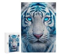 Puzzle 300 PCS Blue-Eyed White Tiger-2 Puzzle Per Adolescenti Migliorano La Memoria Difficili E Stimolanti Rompicapo Giochi Per Famiglie 300 PCS