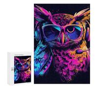 Puzzle 300 PCS Colorful Neon Owl Art Print Puzzle Per Adulti Puzzle Regalo Di Compleanno Difficile E Sfida Gioco Impegnativo Regali 300 PCS