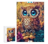 Puzzle 300 PCS Colorful Owl with Blue Eyes Puzzle Per Adolescenti: Migliorano La Memoria, Sfida Educativa, Regali Per Amici E Familiari 300 PCS