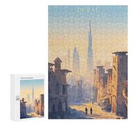 Puzzle 300 PCS Dubai Cityscape Illustration Puzzle Per Adolescenti Giochi Rilassanti Sfida Difficile Regali Unici Per Compleanno E Natale 300 PCS