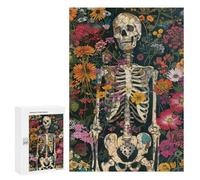 Puzzle 300 PCS Floral Skeleton Art Print Puzzle Per Adolescenti Migliorano La Memoria Difficili E Stimolanti Rompicapo Giochi Per Famiglie 300 PCS