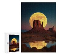 Puzzle 300 PCS Full Moon Over Monument Valley Reflection Puzzle Per Adulti Schema Di Assemblaggio Sfida Educativa Regali Di Compleanno E Unici 300 PCS