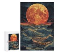 Puzzle 300 PCS Full Moon Over Ocean Waves Puzzle Per Adolescenti Migliorano La Memoria Difficili E Stimolanti Rompicapo Giochi Per Famiglie 300 PCS