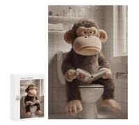 Puzzle 300 PCS Grumpy Monkey Reading on The Toilet Puzzle Per Adolescenti Migliora La Memoria Allena Il Cervello E Le Mani Giocattoli Avvincenti Per Coltivare La Pazienza 300 PCS
