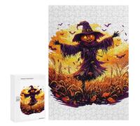 Puzzle 300 PCS Halloween Scarecrow with Pumpkin Head Puzzle Per Adolescenti Giochi Rilassanti Sfida Difficile Regali Unici Per Compleanno E Natale 300 PCS