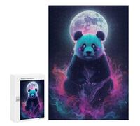 Puzzle 300 PCS Mystical Panda with Moon And Smoke Puzzle Per Adolescenti Giochi Rilassanti Sfida Difficile Regali Unici Per Compleanno E Natale 300 PCS