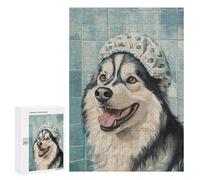 Puzzle 300 PCS Per Adolescenti Alaskan Malamute Bath Time Fun Puzzle Per Adulti Per Divertimento in Famiglia Aiuta Ad Allenare Il Cervello Gioco Dal Design Bellissimo 300 PCS