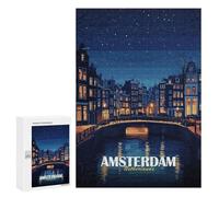 Puzzle 300 PCS Per Adolescenti Amsterdam Netherlands Night Cityscape Puzzle Per Adulti Giocattoli Antistress Decorazione Perfetta Regali Per La Riduzione Dello Stress 300 PCS