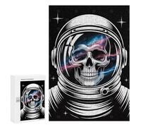 Puzzle 300 PCS per Adolescenti Astronaut Skull with Galaxy Reflection Puzzle per Adulti Gioco Pratico Arte Da Parete impegnativo Completare 300 PCS