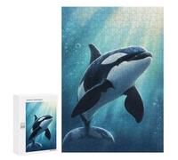 Puzzle 300 PCS Per Adolescenti Baby Orca in Blue Water Puzzle Per Adulti Giocattoli Antistress Difficile Difficile Per È Ideale Come Regalo 300 PCS