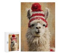 Puzzle 300 PCS Per Adolescenti Christmas Llama with Red Hat-1 Puzzle Per Adulti Che Migliorano La Memoria Difficili E Stimolanti Regali Di Natale E Compleanno 300 PCS