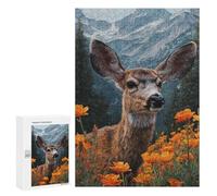 Puzzle 300 PCS Per Adolescenti Deer in Mountain Flowers Puzzle Per Adolescenti Analisi E Logica Allena Il Tuo Cervello E Le Tue Mani Gioco Di Sfida Unico 300 PCS